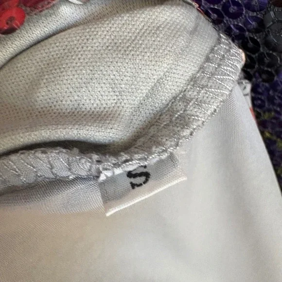 Y2K Sequin Graphic T-Shirt Purple Sun Floral Script Print Short Sleeve Top S - Picture 5 of 5